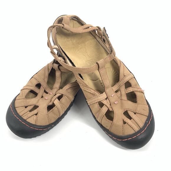 $120 Jambu Dune Strappy Leather Sandals 8.5 All Terra Sport Walking Shoes Tan - Picture 1 of 9